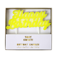 MeriMeri Yellow Happy Birthday Candle